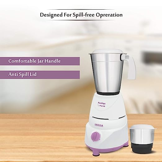 Inalsa Fusion 550-Watt Mixer Grinder with 2 Jar (White/Light Purple) Inalsa Fusion 550-Watt Mixer Grinder with 2 Jar (White/Light Purple)